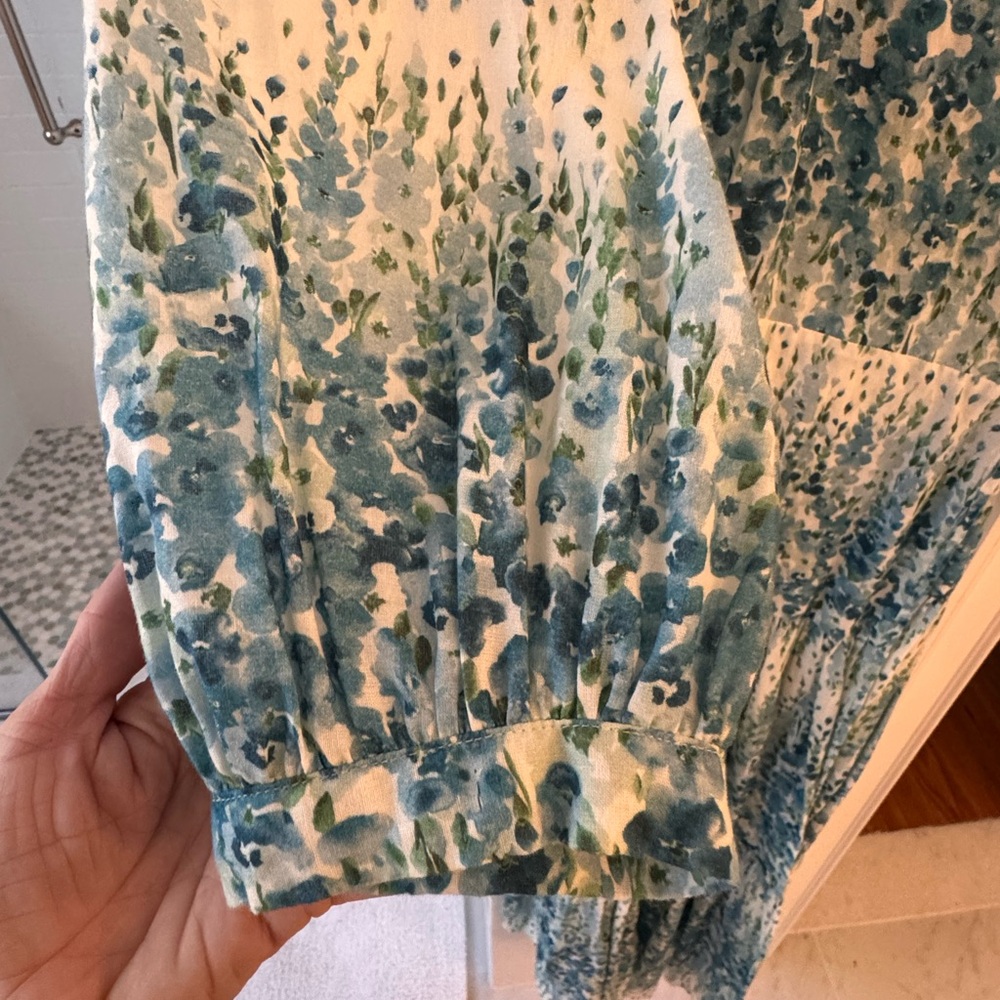 Christy Dawn The Noah Wrap Maxi Dress Blue Floral Morning Gladiola Size S - Picture 3 of 6